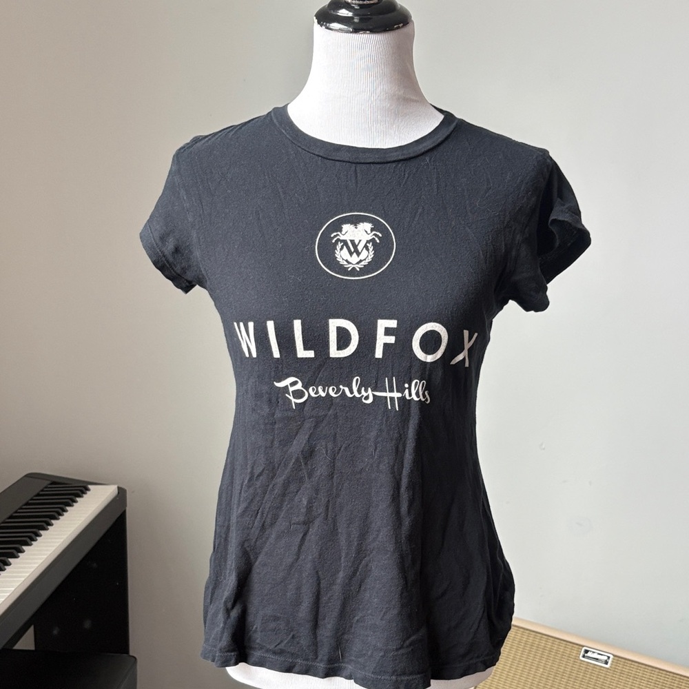 Wildfox Black Beverly Hills Logo Short Sleeve Tee